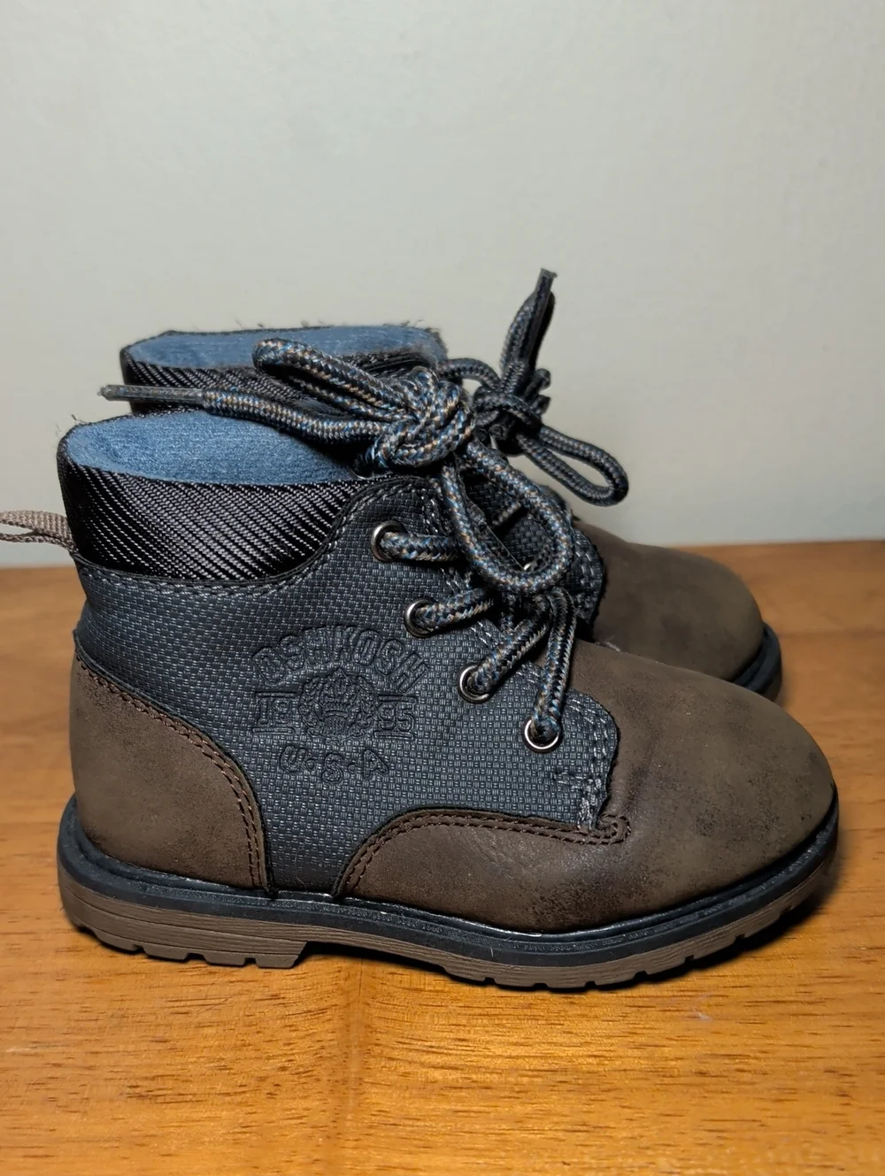 Oshkosh B'Gosh Murphy Boots Brown Blue Lace-Up Toddler Boys Size 6
